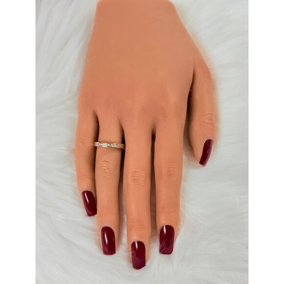 Cz 925 Gold Vermeil Band Ring - Picture 8 of 9